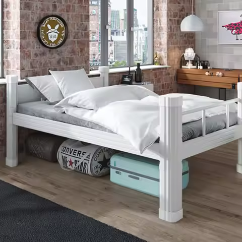 factory direct sale high guardrail heavy duty rust resistant metal bed for apartments dormitories