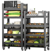 wholesale custom color design corrosion resistant carbon steel fruit and vegetable shelf with four wheels
