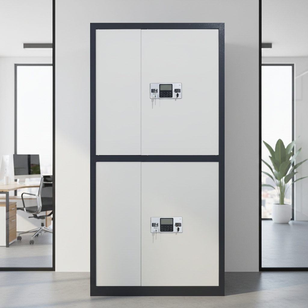 Factory Direct Steel White Fireproof Anti-Static Coating 2-Drawer Confidential Cabinet 1850x900x420mm Office Furniture